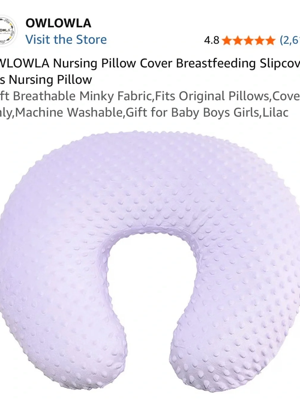 Amazon Lilac Minky Nursing Pillow Cover